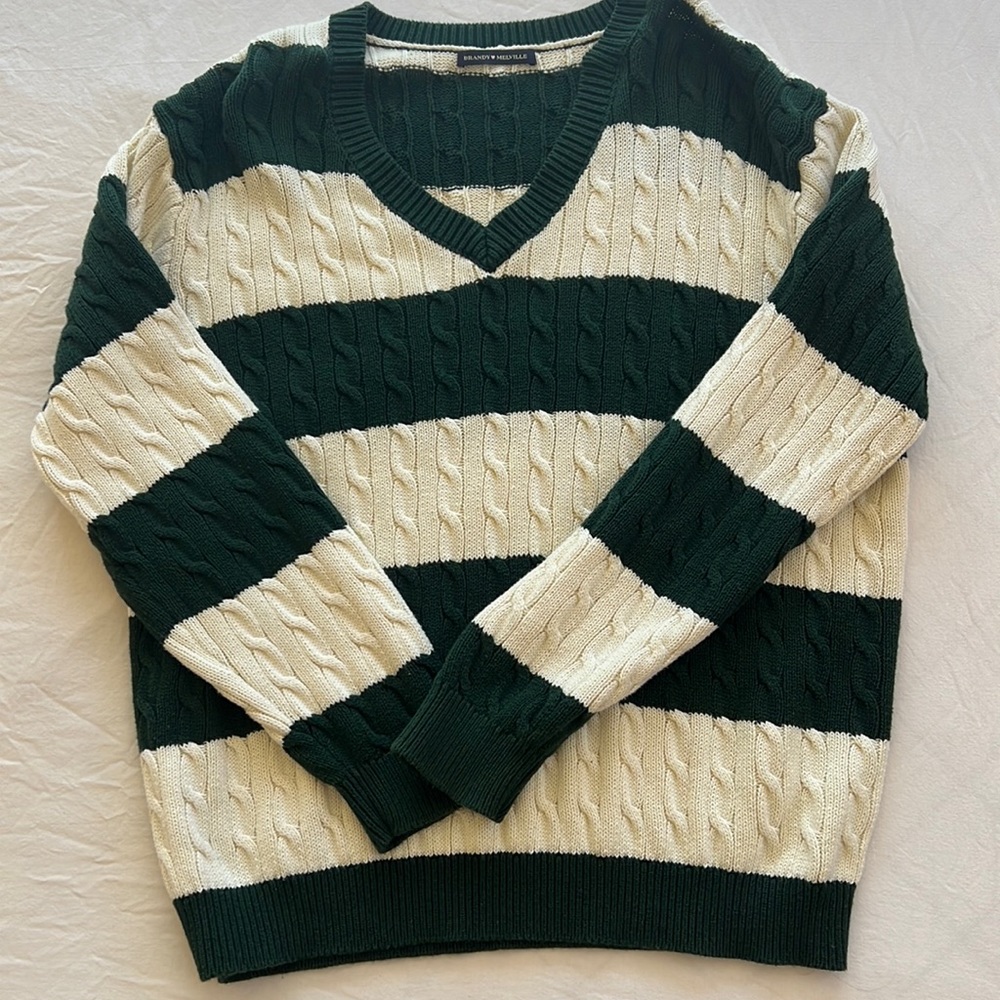 Brandy Melville Ida V-Neck Cable Knit Sweater